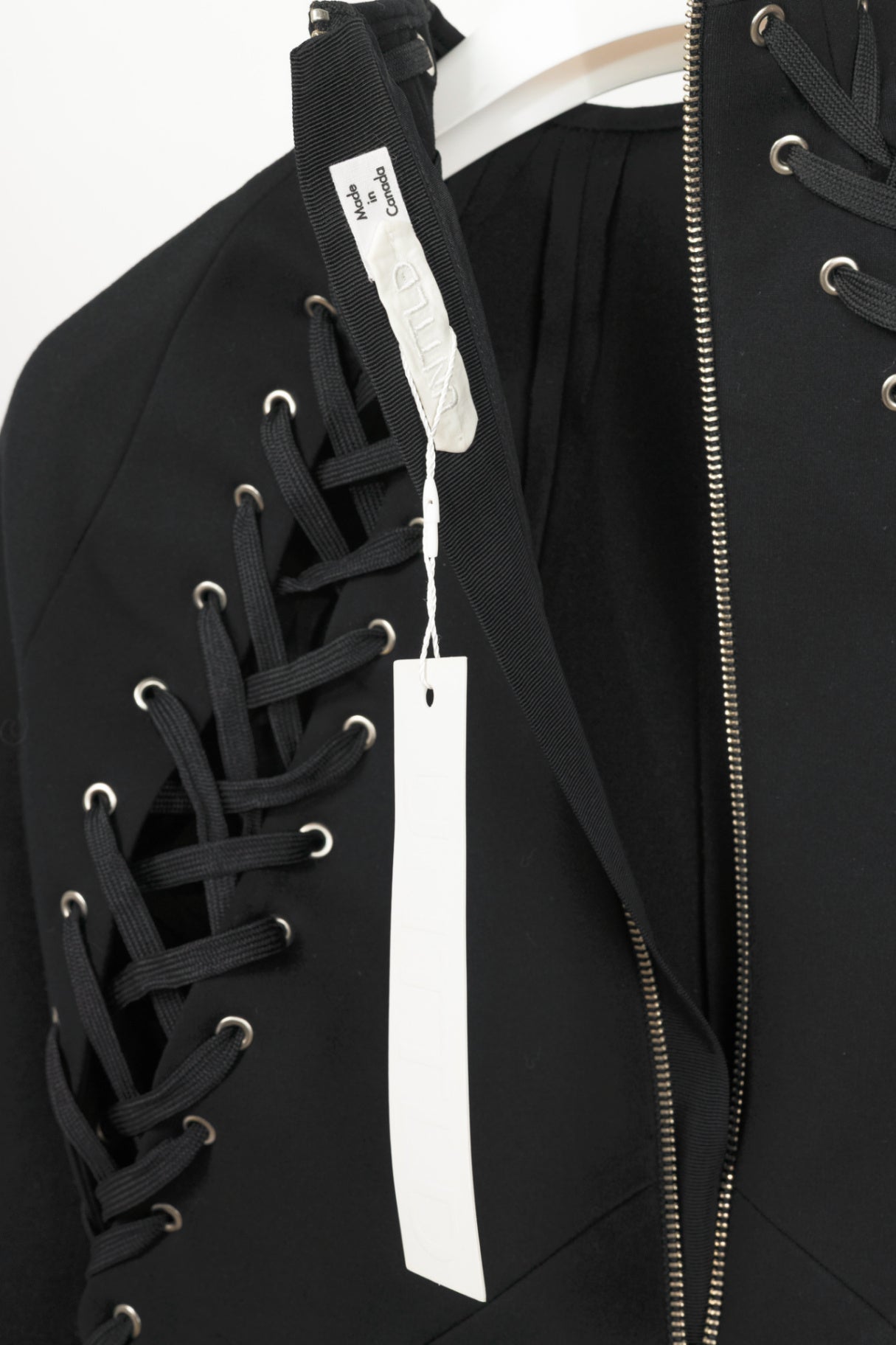 UNTTLD Kitty Black Ponte Lace-Up Long-Sleeve Top