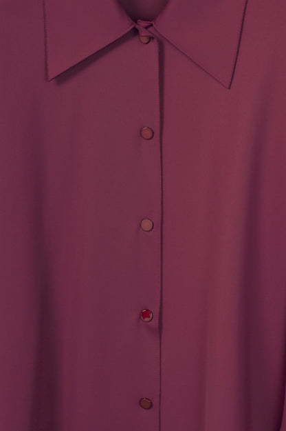 Liviana Conti Plum Neoprene Snap-Closure Shirt Jacket