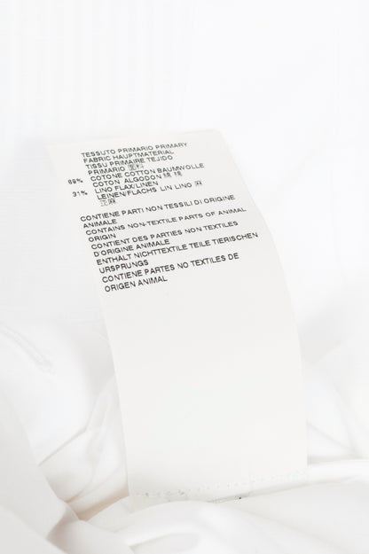 Viktor & Rolf White Cotton-Poplin & Linen-Voile Burnout-Stripe Shirt