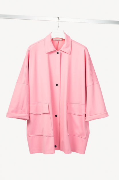Liviana Conti Pink Neoprene Oversized Snap-Closure Jacket