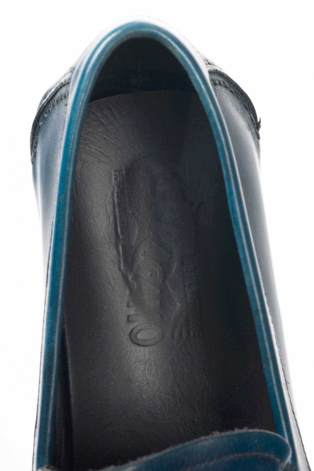Salvatore Ferragamo Blue Leather Gancini Ornament Drivers