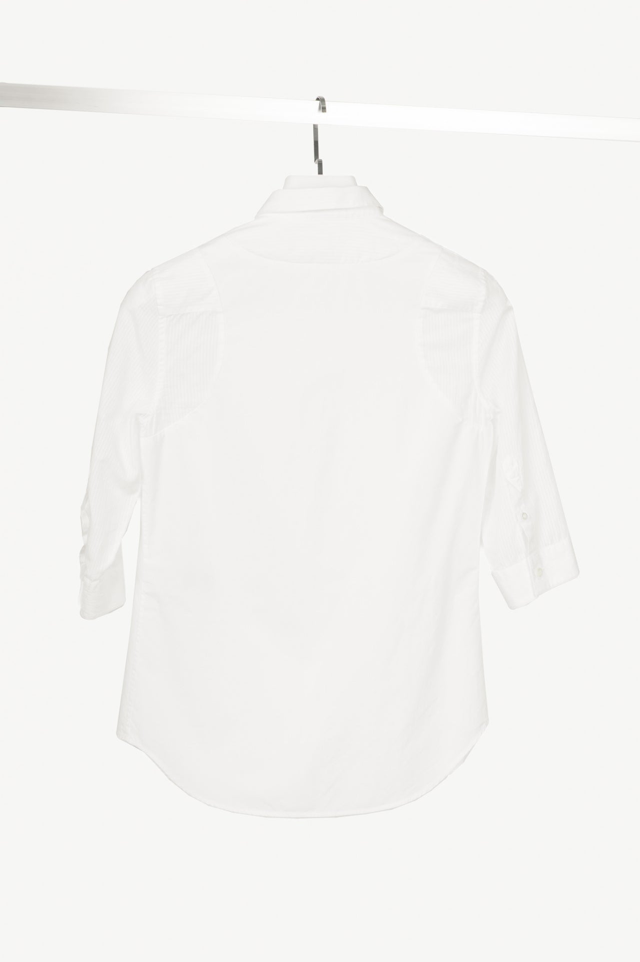 Viktor & Rolf White Cotton-Poplin & Linen-Voile Burnout-Stripe Shirt