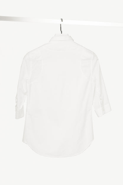 Viktor & Rolf White Cotton-Poplin & Linen-Voile Burnout-Stripe Shirt