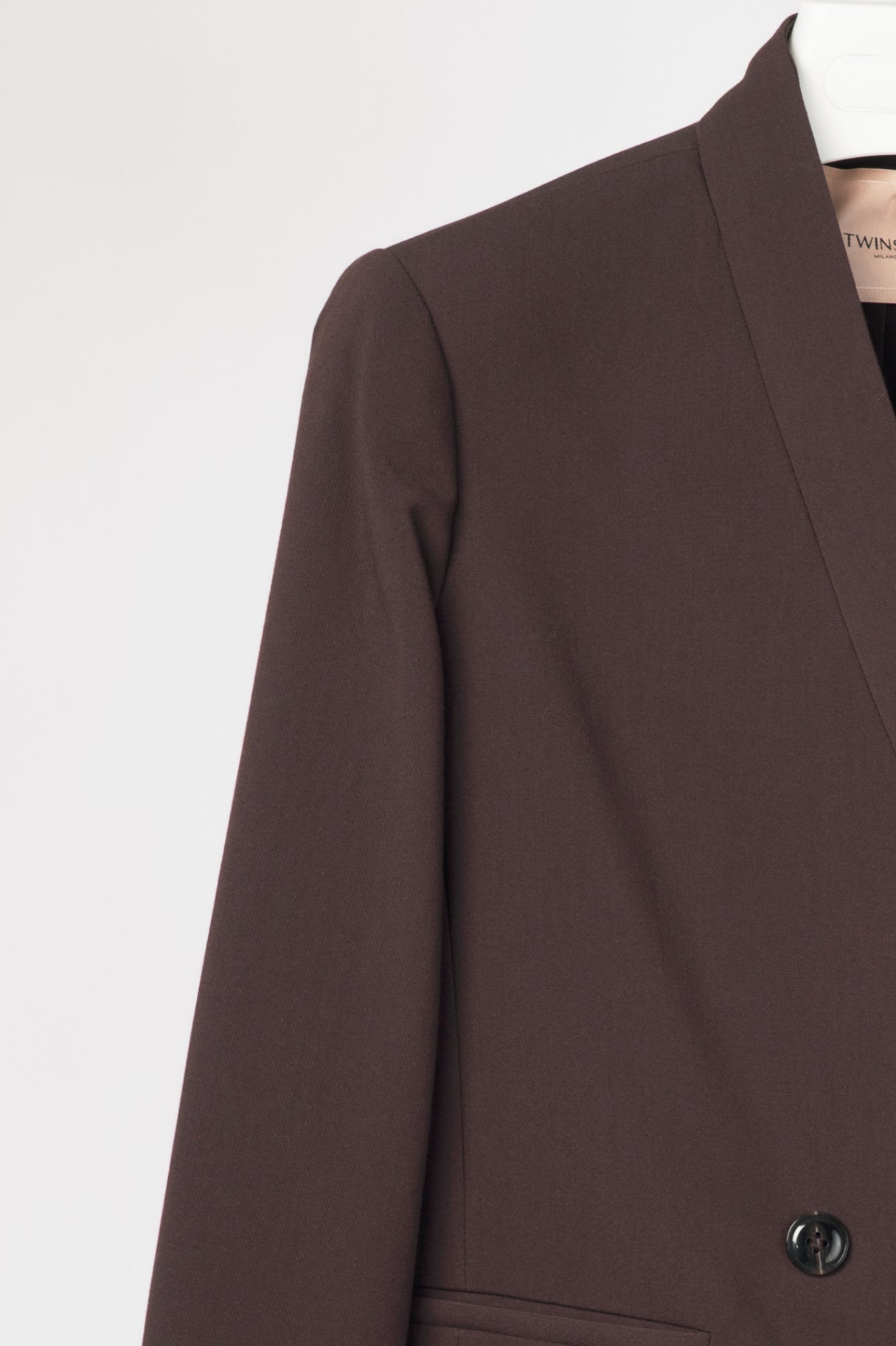 Twinset "Black Chocolate" Crepe Double-Breasted Cropped Blazer