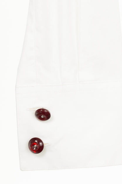 Emporio Armani SS09 White Cotton Red-Satin-Trim Buttoned Shirt