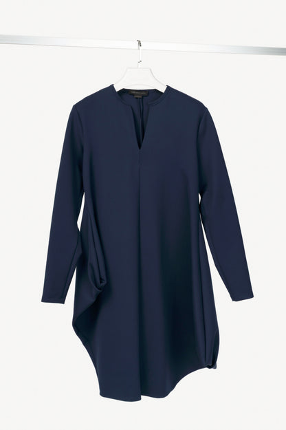 Marie Saint Pierre Ashes Navy Fine Scuba Asymmetrical Mini Dress
