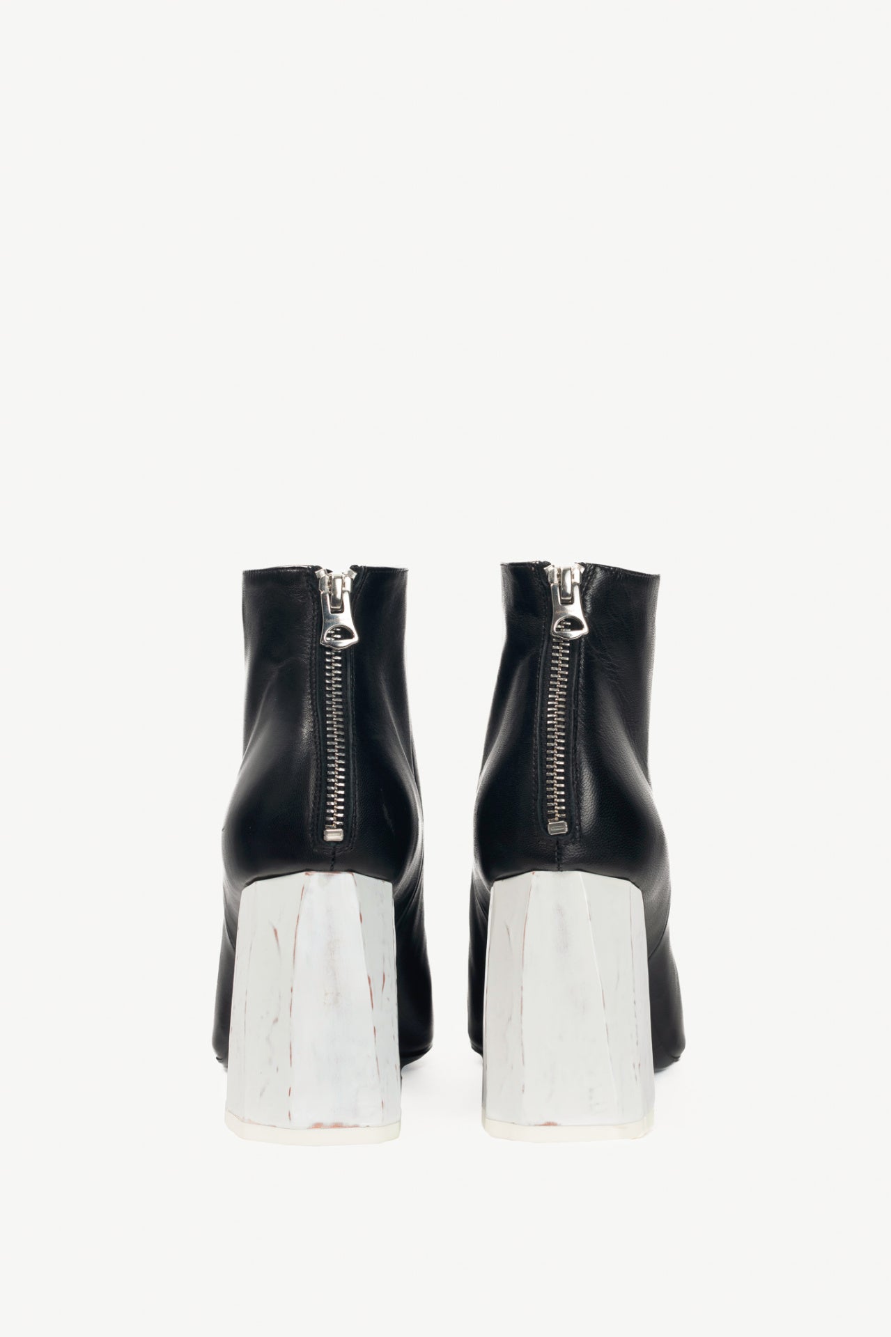 Acne Studios Claudine Black & Off-White Enamel-Heel Boots