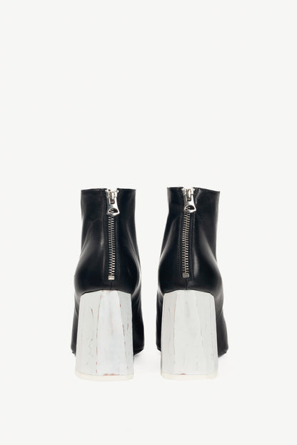 Acne Studios Claudine Black & Off-White Enamel-Heel Boots