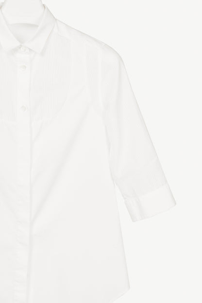 Viktor & Rolf White Cotton-Poplin & Linen-Voile Burnout-Stripe Shirt