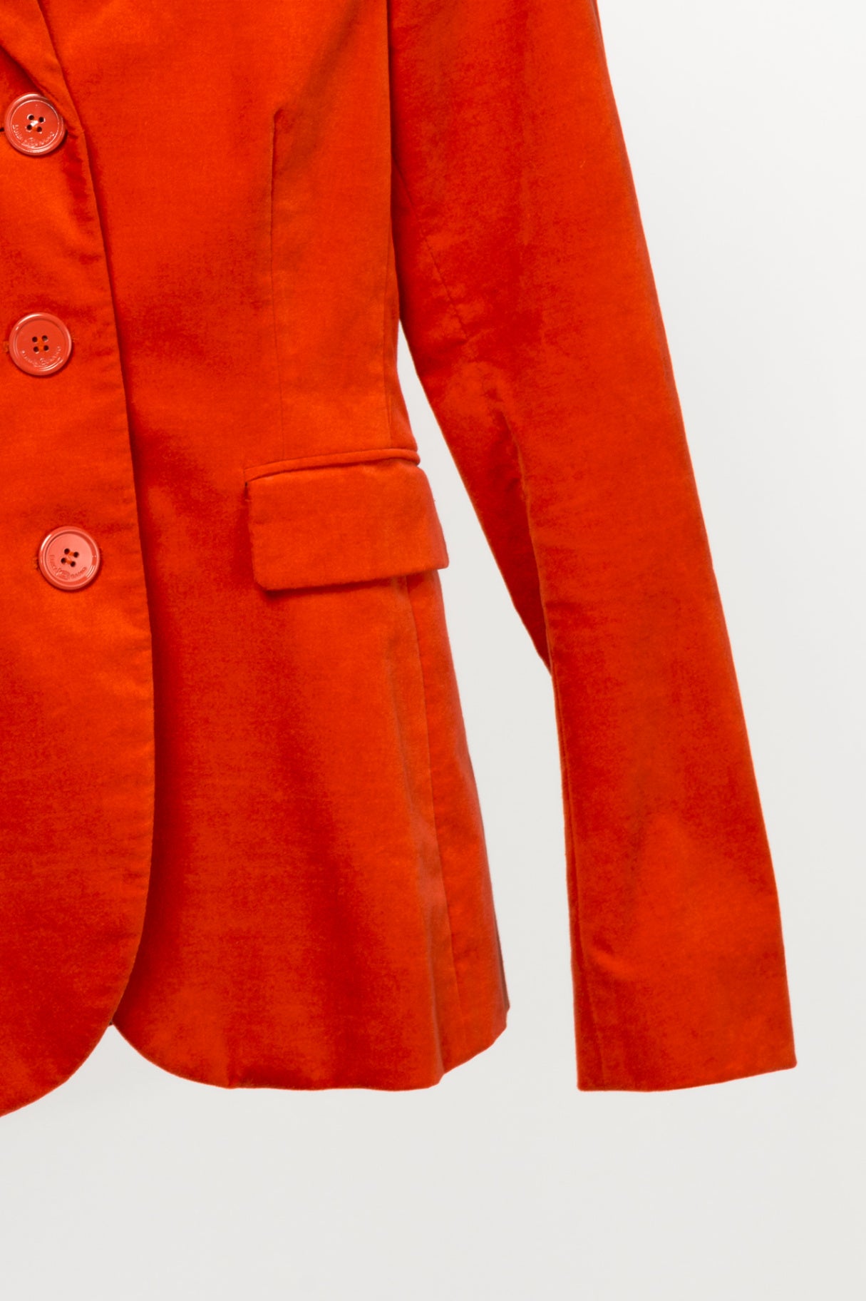 Luisa Cerano Orange Cotton-Velvet Buttoned Blazer