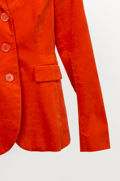 Luisa Cerano Orange Cotton-Velvet Buttoned Blazer