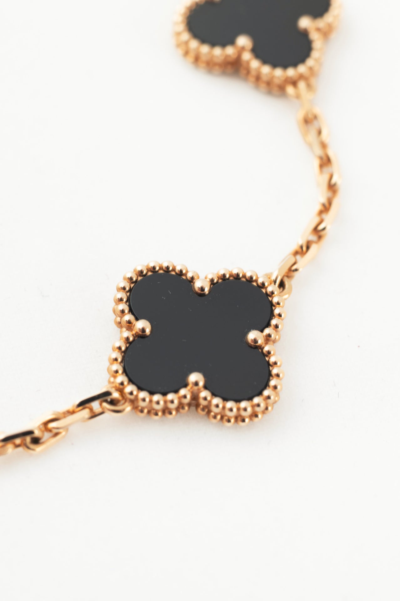 Van Cleef & Arpels Vintage Alhambra 18k Yellow Gold & Onyx Clover Bracelet