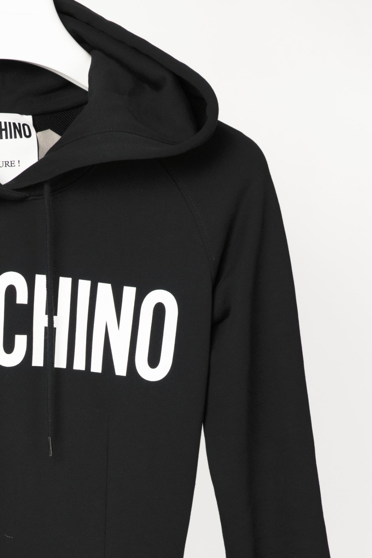 Moschino Black Cotton French Terry Logo Hoodie Dress