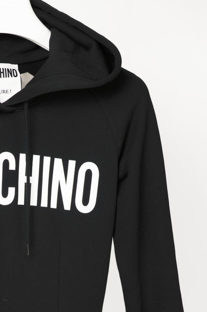 Moschino Black Cotton French Terry Logo Hoodie Dress