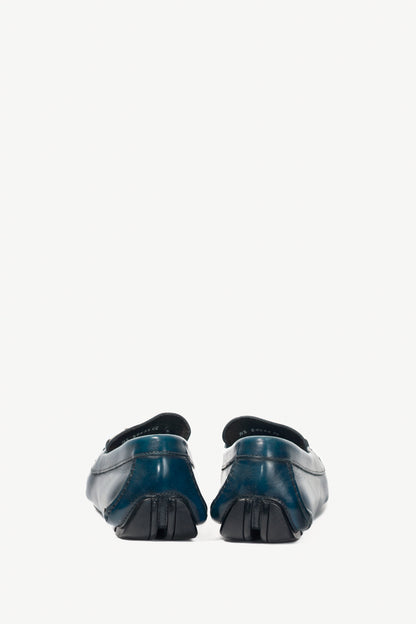 Salvatore Ferragamo Blue Leather Gancini Ornament Drivers