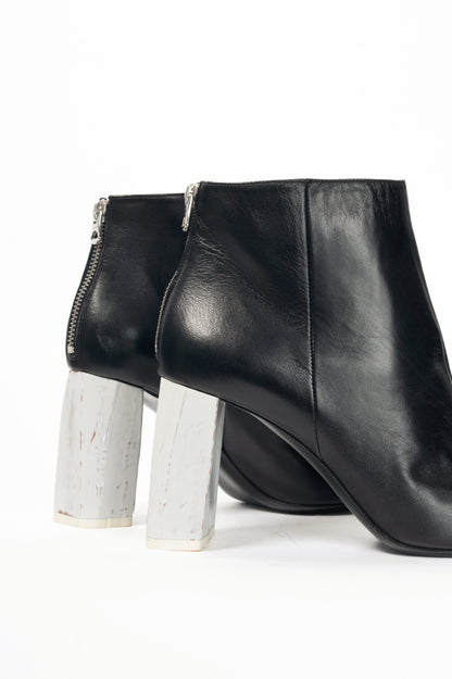 Acne Studios Claudine Black & Off-White Enamel-Heel Boots