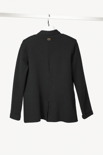 Twinset Black Ponte-Knit Rhinestone-Chain-Trim Blazer