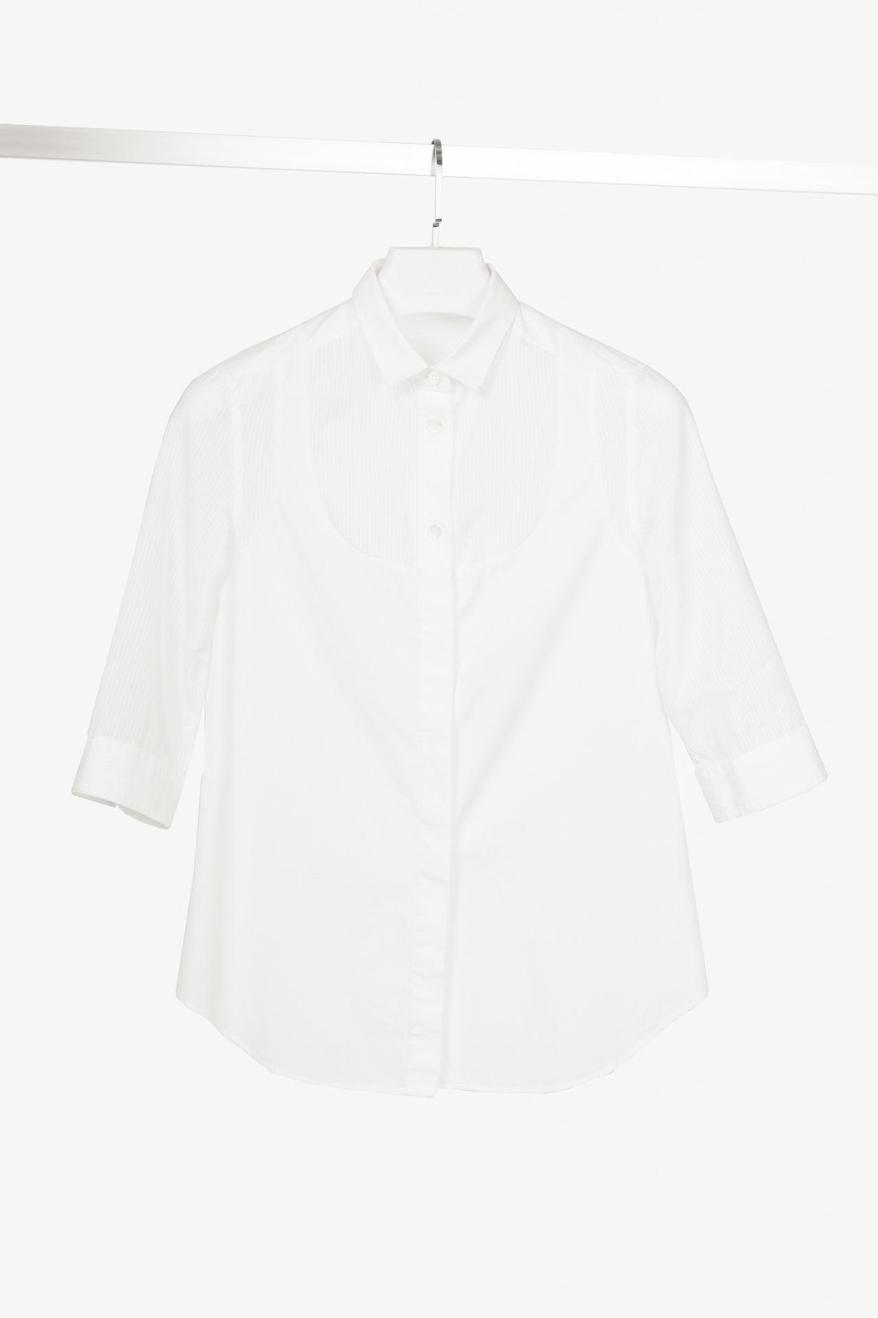 Viktor & Rolf White Cotton-Poplin & Linen-Voile Burnout-Stripe Shirt