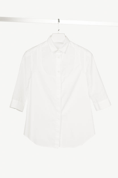 Viktor & Rolf White Cotton-Poplin & Linen-Voile Burnout-Stripe Shirt
