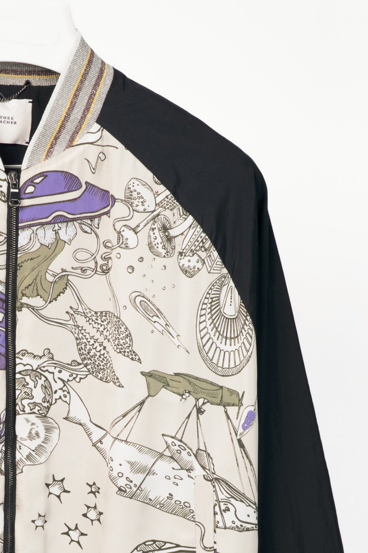 Dorothee Schumacher SS17 Grey & Black Printed Silk-Blend Bomber