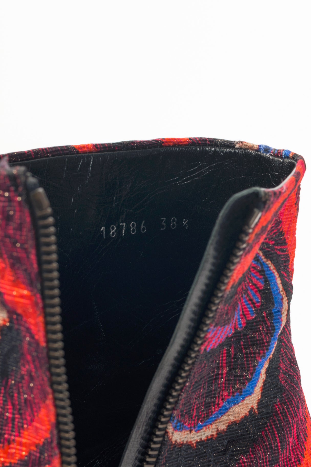 Dries Van Noten AW18 Red Peacock Jacquard Ankle Boots