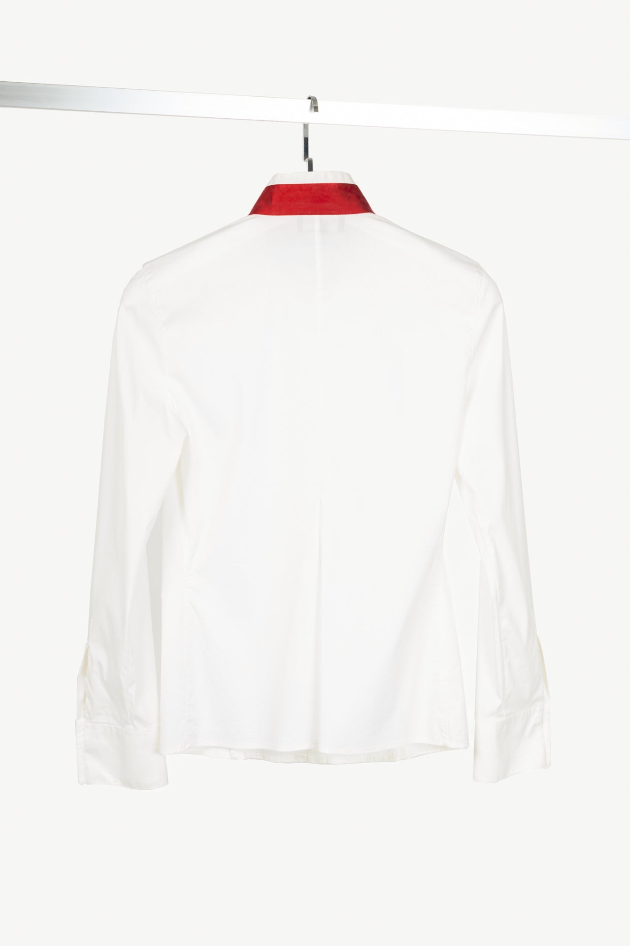 Emporio Armani SS09 White Cotton Red-Satin-Trim Buttoned Shirt