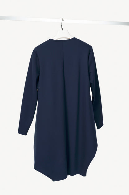 Marie Saint Pierre Ashes Navy Fine Scuba Asymmetrical Mini Dress
