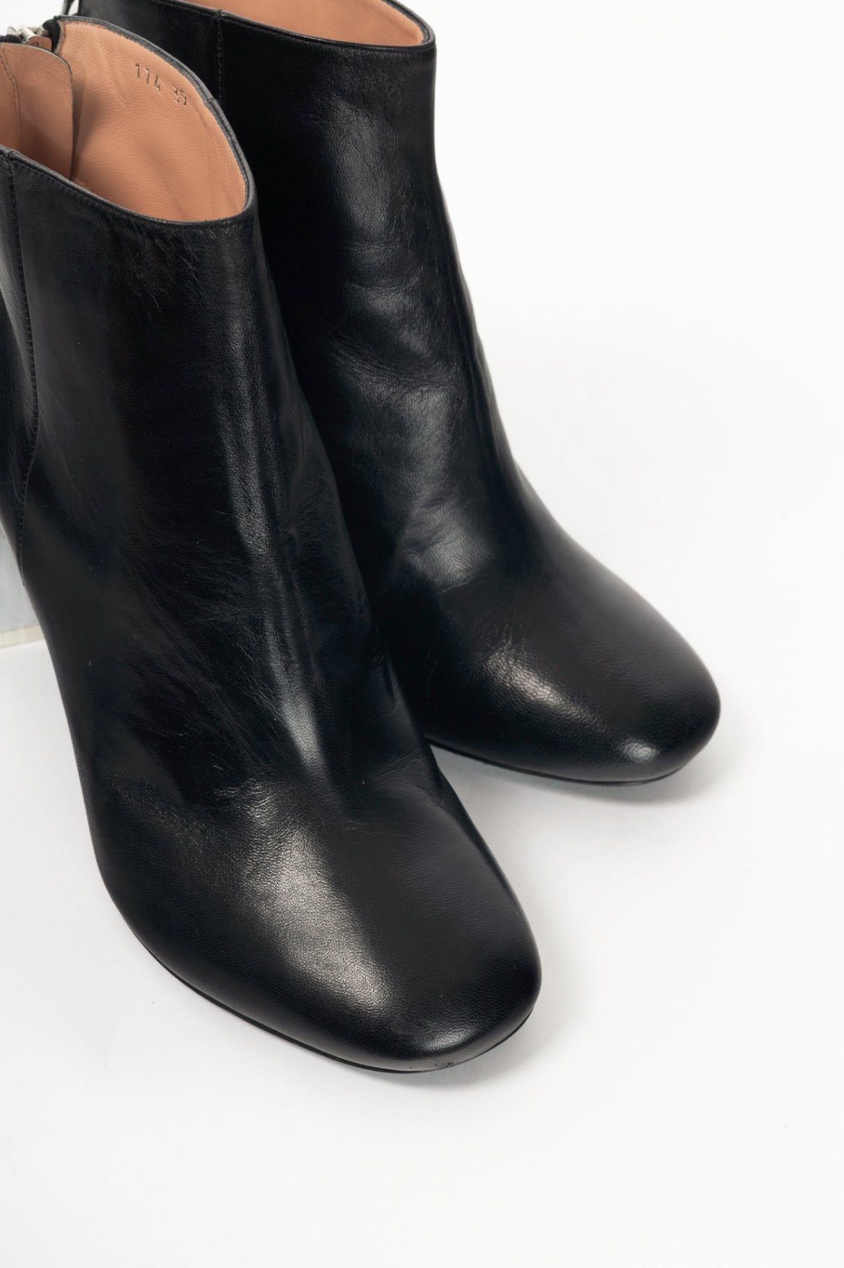 Acne Studios Claudine Black & Off-White Enamel-Heel Boots
