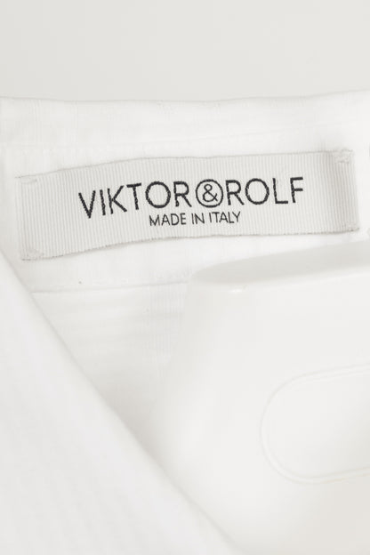 Viktor & Rolf White Cotton-Poplin & Linen-Voile Burnout-Stripe Shirt