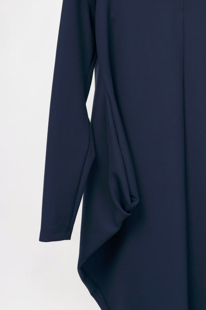 Marie Saint Pierre Ashes Navy Fine Scuba Asymmetrical Mini Dress