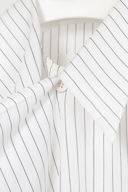 MM6 White Pinstripe Cotton-Poplin Asymmetrical Wrap Sleeveless Shirt
