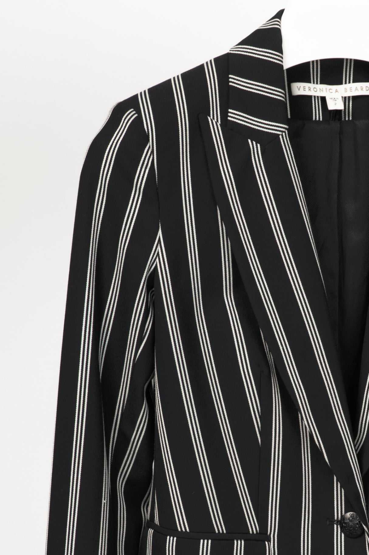Veronica Beard Petra Black & White Striped Button Blazer