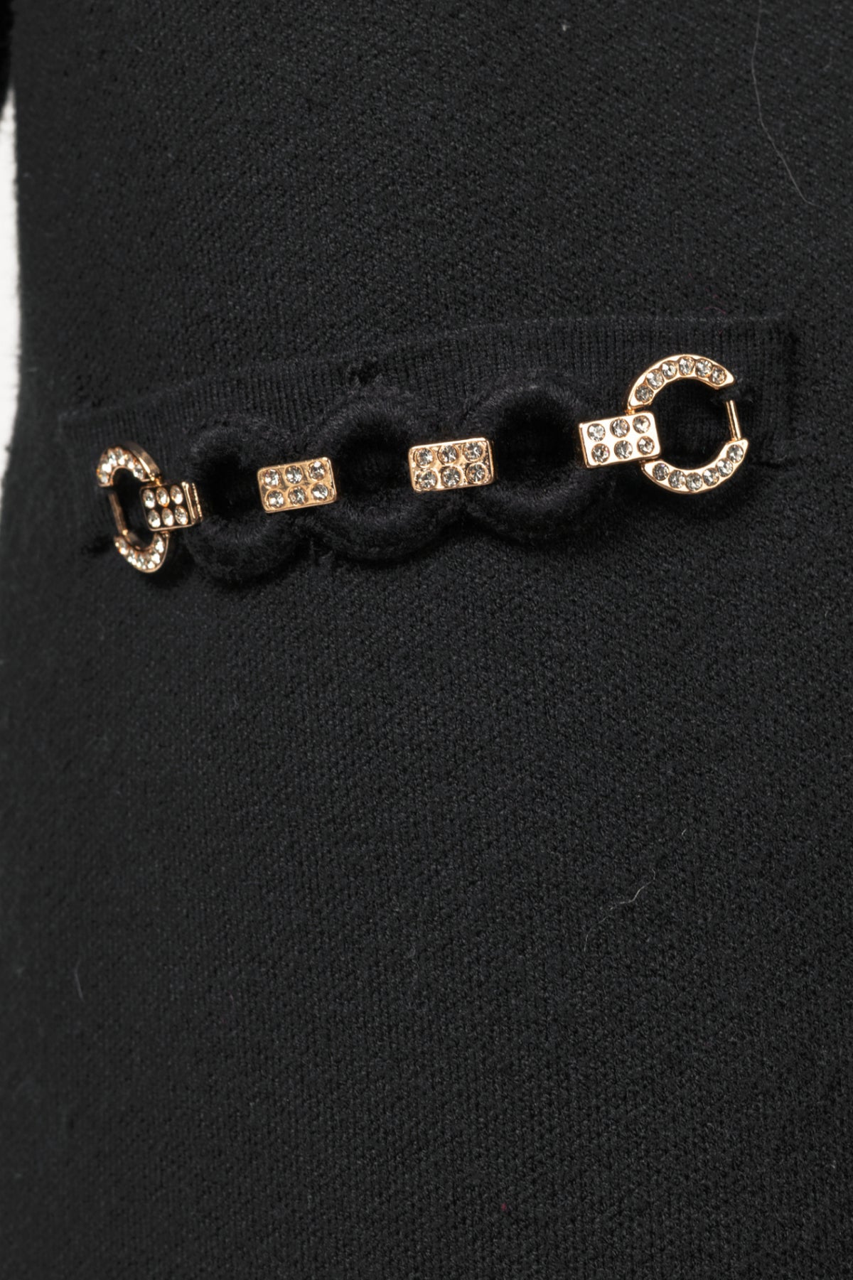 Twinset Black Ponte-Knit Rhinestone-Chain-Trim Blazer