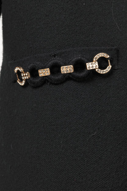 Twinset Black Ponte-Knit Rhinestone-Chain-Trim Blazer