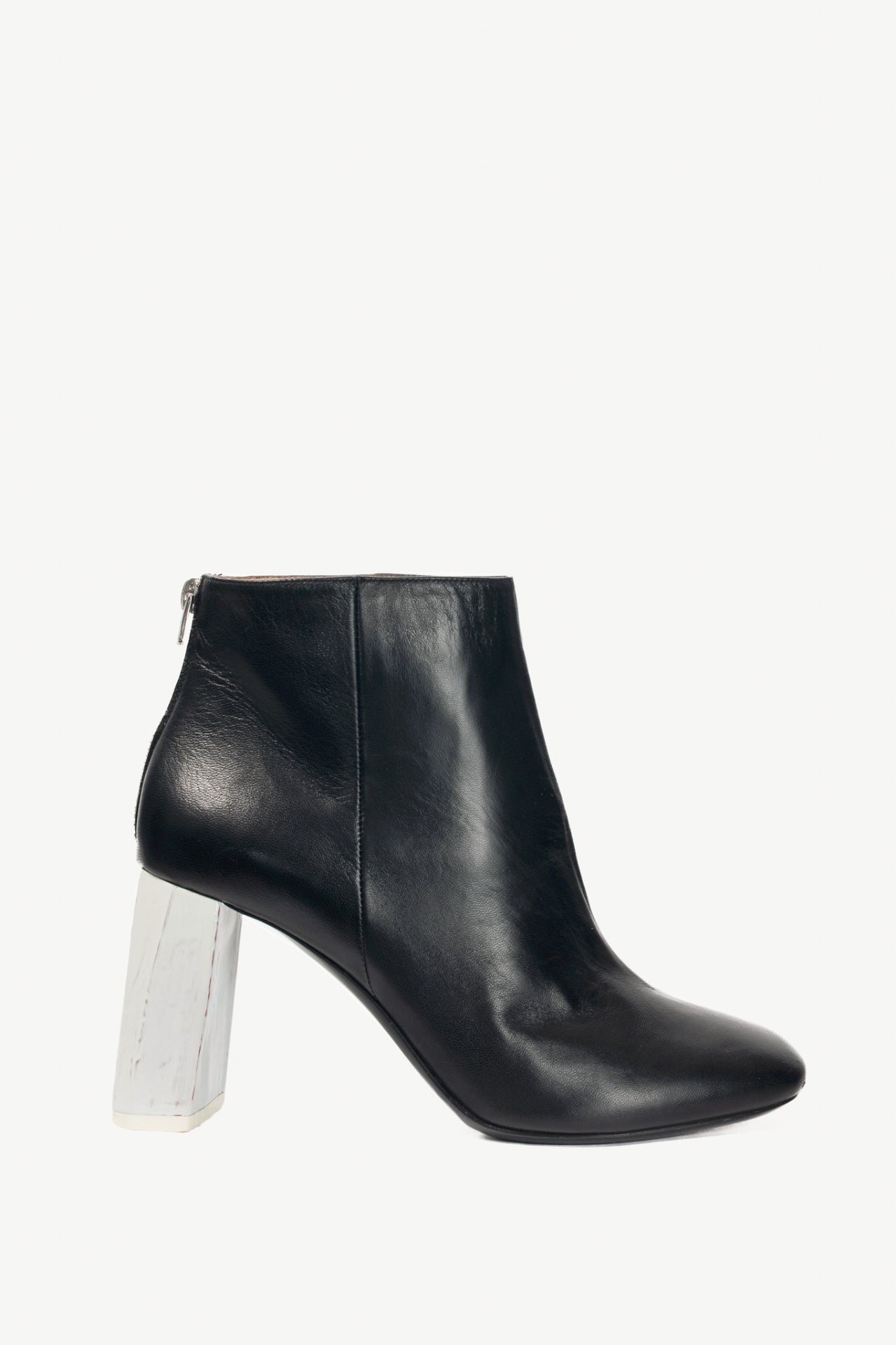 Acne Studios Claudine Black & Off-White Enamel-Heel Boots