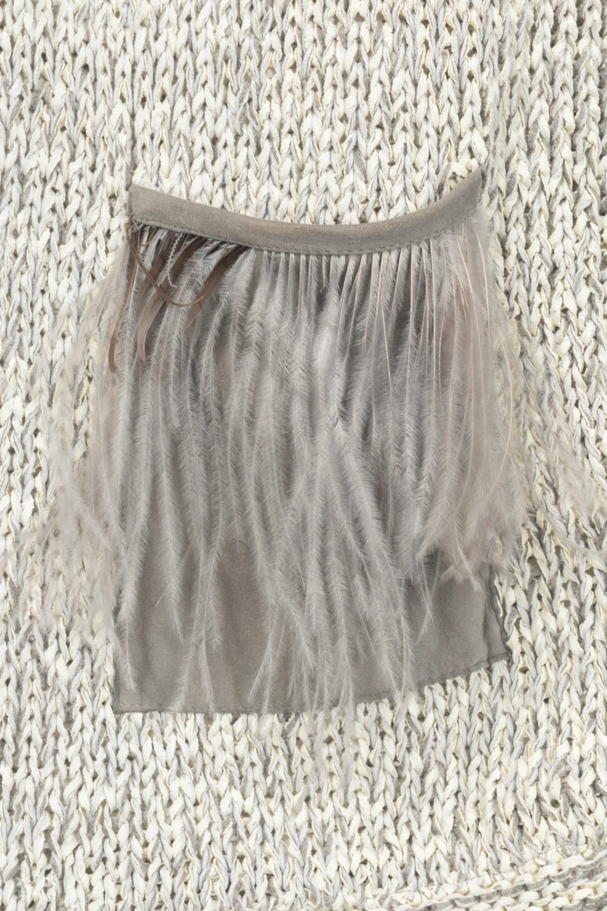 Fabiana Filippi White & Grey Cotton-Knit Feather-Pocket Vest