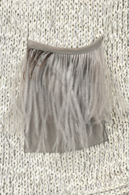 Fabiana Filippi White & Grey Cotton-Knit Feather-Pocket Vest