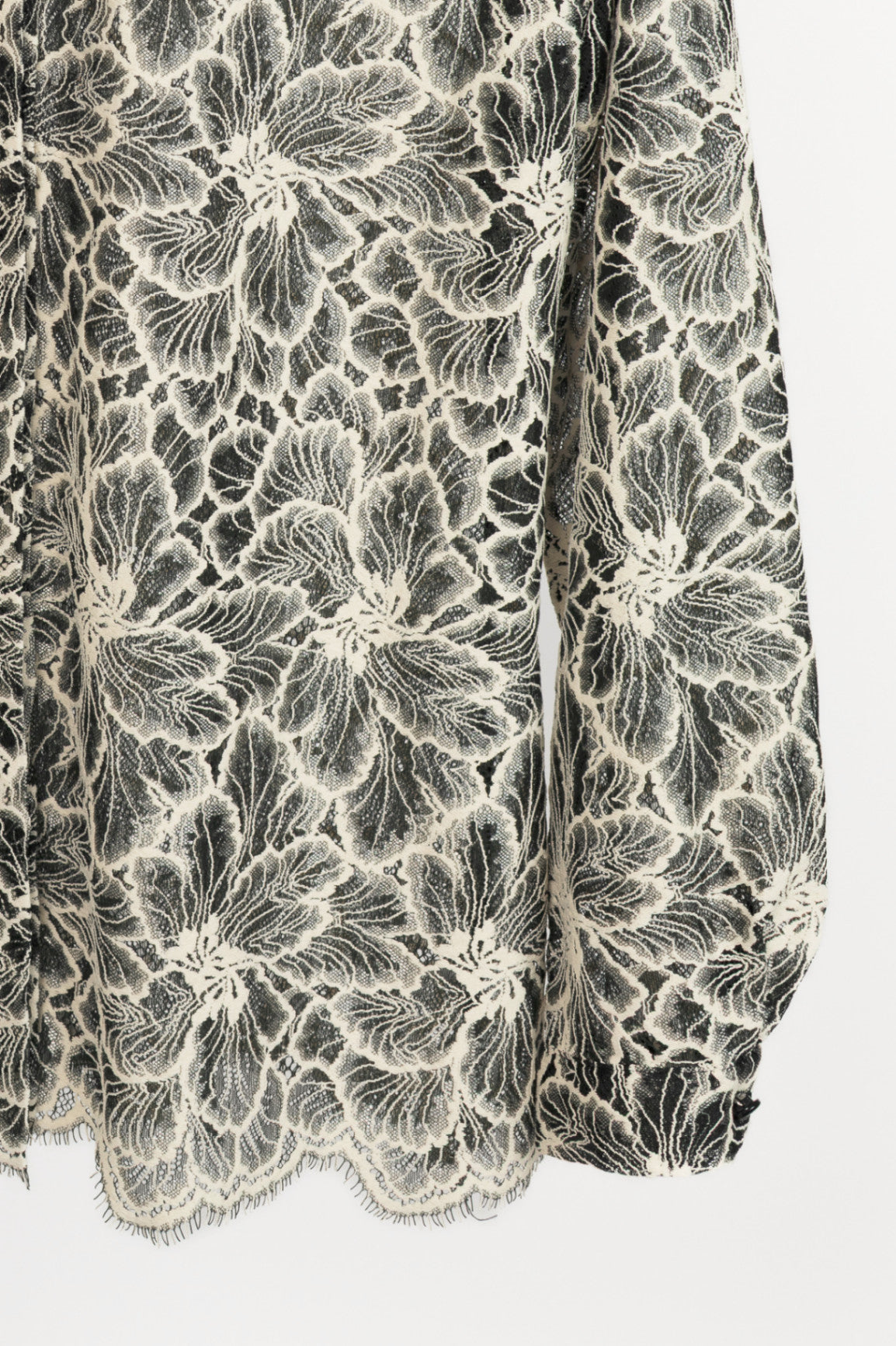 Anne Fontaine Black & White Floral-Lace Buttoned Shirt