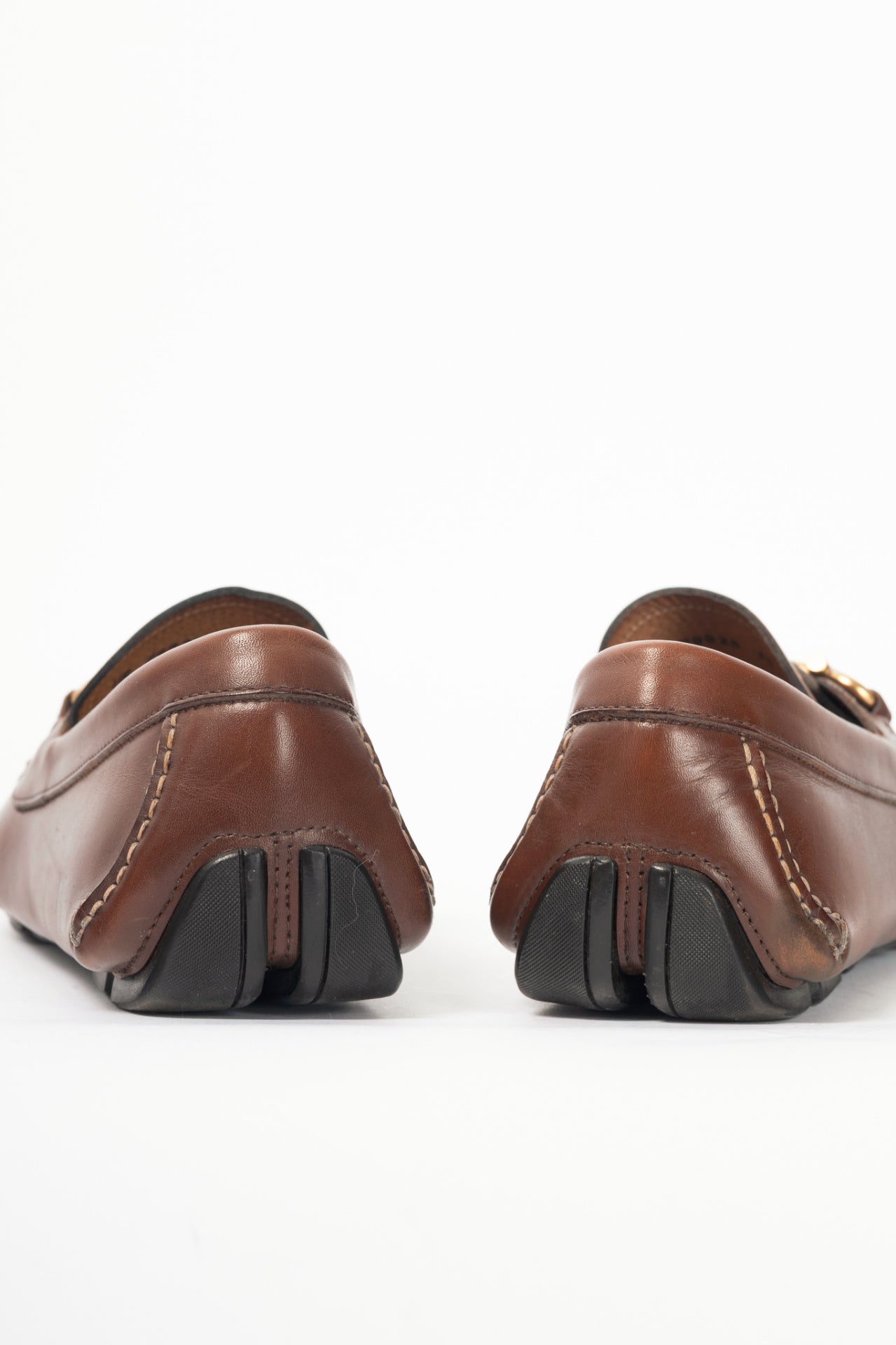 Salvatore Ferragamo Brown Leather Gancini Ornament Drivers