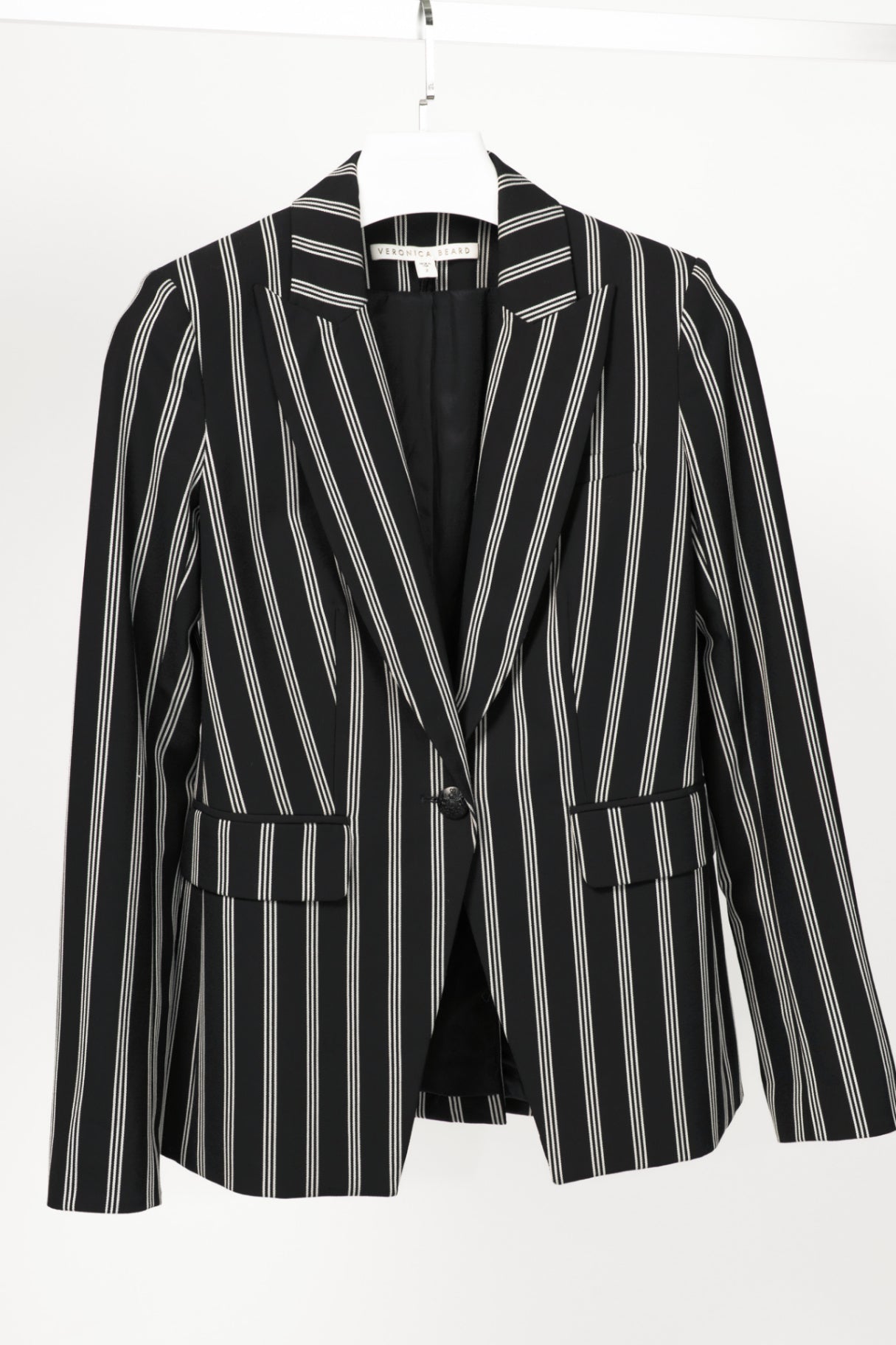 Veronica Beard Petra Black & White Striped Button Blazer