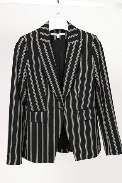 Veronica Beard Petra Black & White Striped Button Blazer