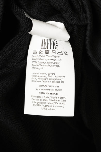 Moschino Black Cotton French Terry Logo Hoodie Dress