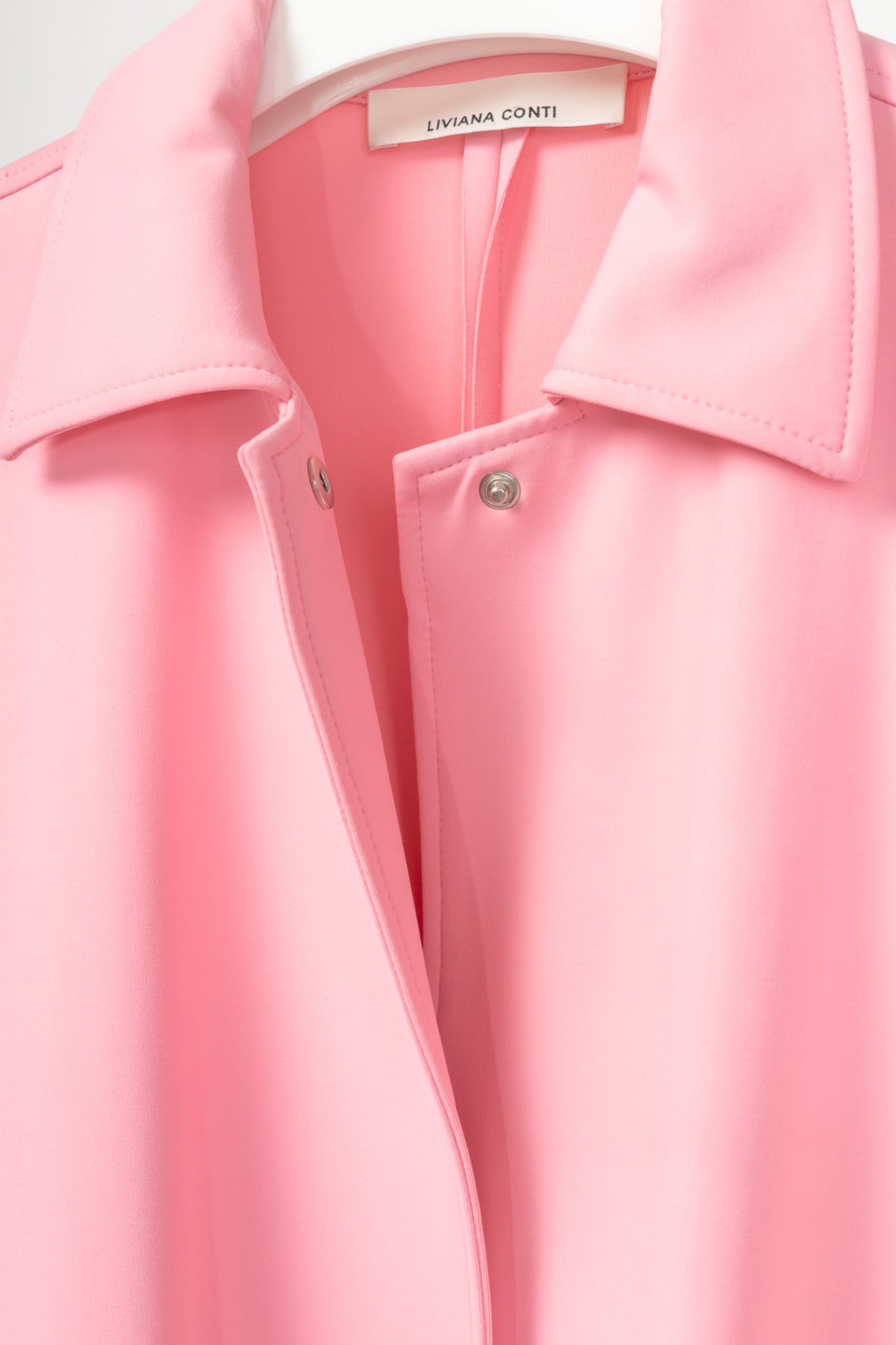 Liviana Conti Pink Neoprene Oversized Snap-Closure Jacket