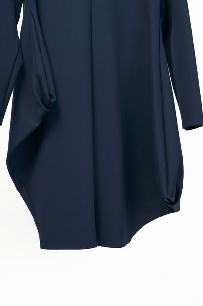 Marie Saint Pierre Ashes Navy Fine Scuba Asymmetrical Mini Dress