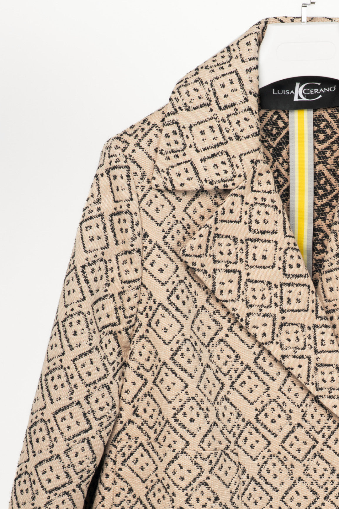 Luisa Cerano Natural Beige Domino-Jacquard Cotton-Blend Jacket