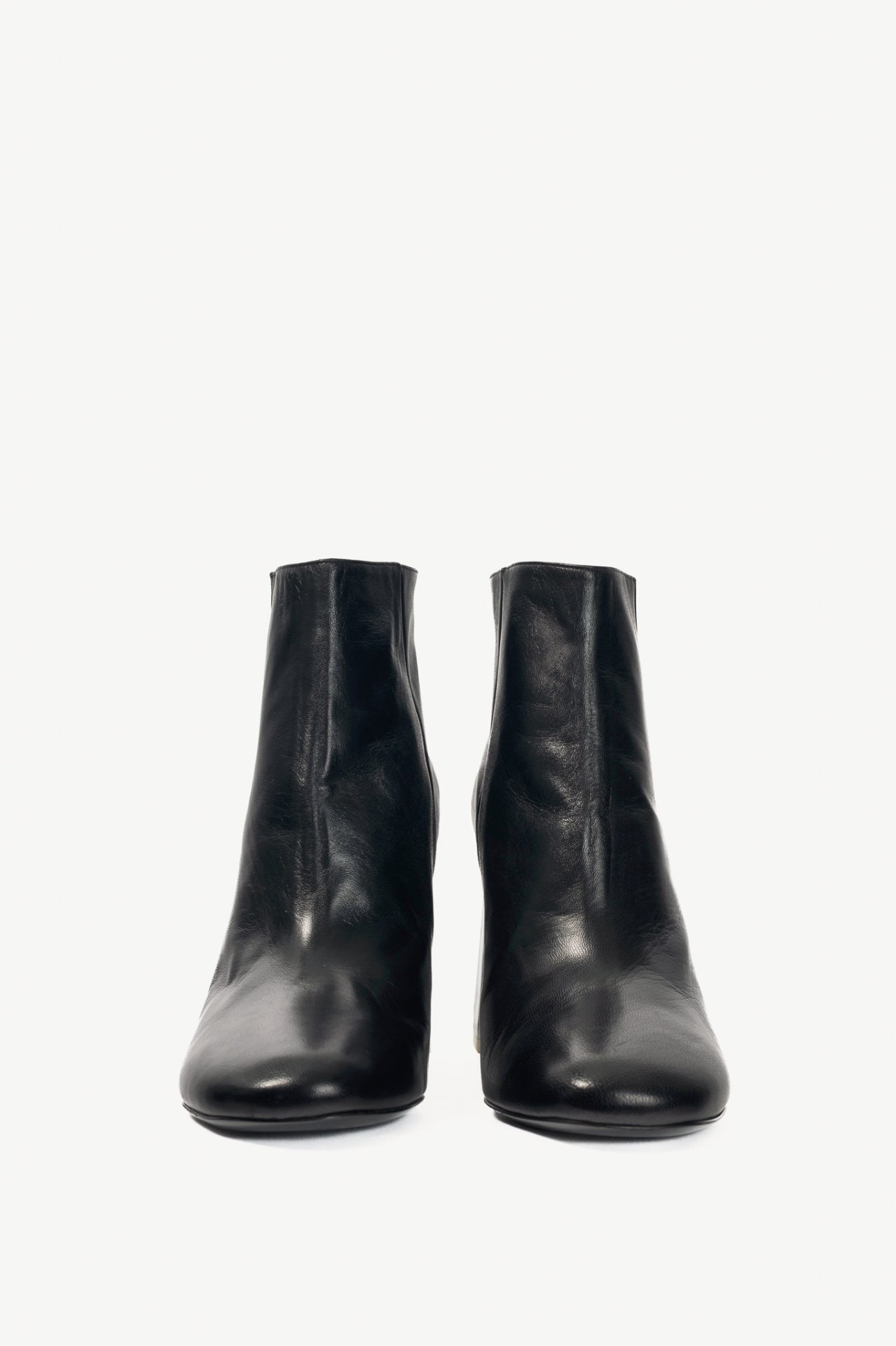 Acne Studios Claudine Black & Off-White Enamel-Heel Boots