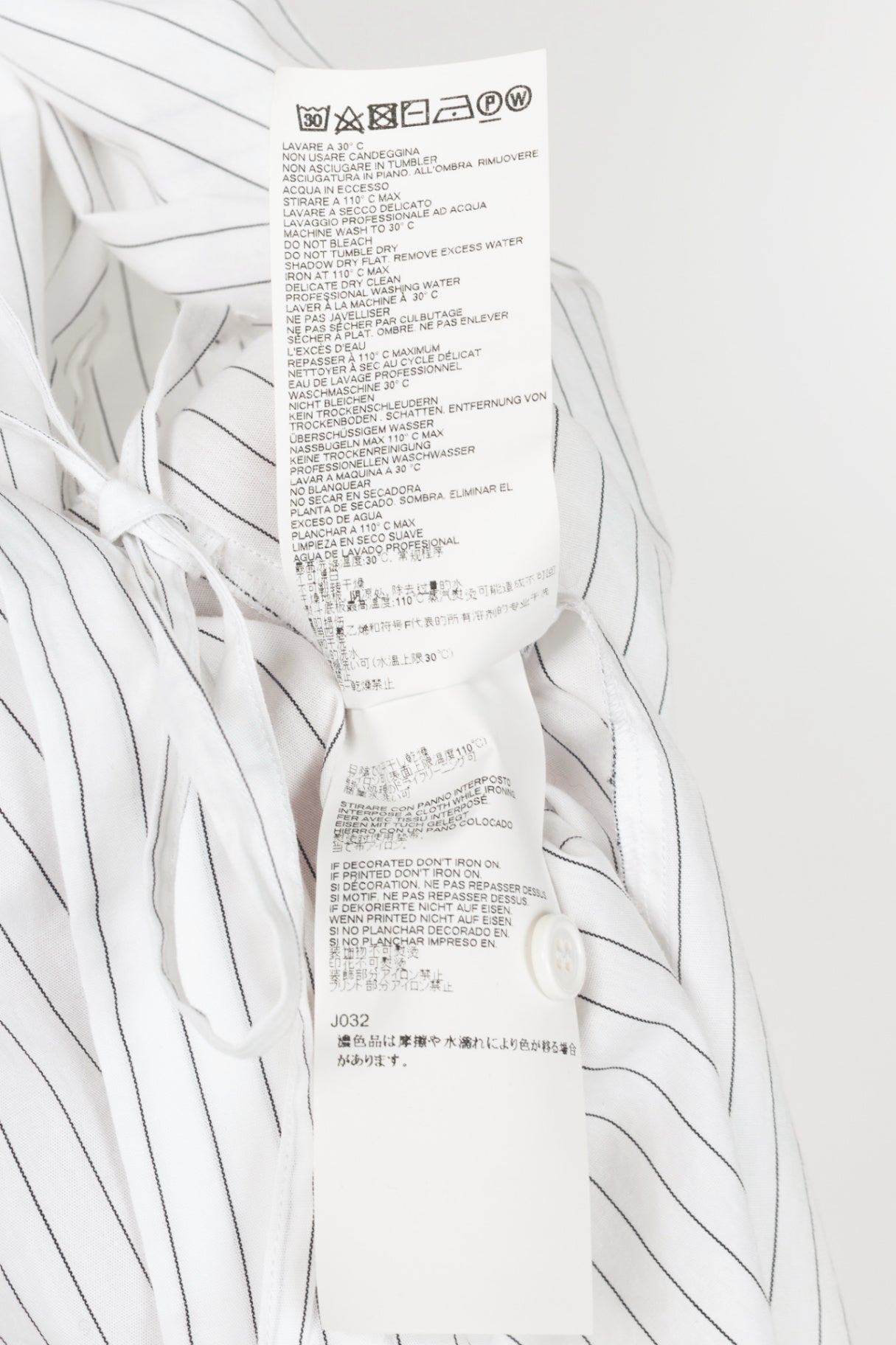 MM6 White Pinstripe Cotton-Poplin Asymmetrical Wrap Sleeveless Shirt