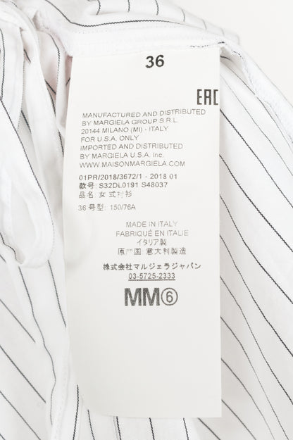 MM6 White Pinstripe Cotton-Poplin Asymmetrical Wrap Sleeveless Shirt