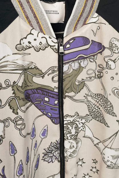 Dorothee Schumacher SS17 Grey & Black Printed Silk-Blend Bomber