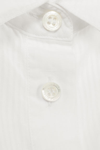 Viktor & Rolf White Cotton-Poplin & Linen-Voile Burnout-Stripe Shirt